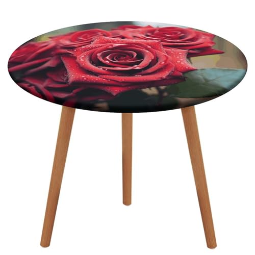 Nappe ronde rose rouge lavable pour protéger la table de cuisine