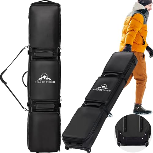 Double Rolling Ski Bag Padded Waterproof Snowboard Bag with Wheels for Air Travel Wheeled Ski Bag for Snowboard or Skis Accommodates Ski Boot by TUYOHW - Used condition - US$63.76