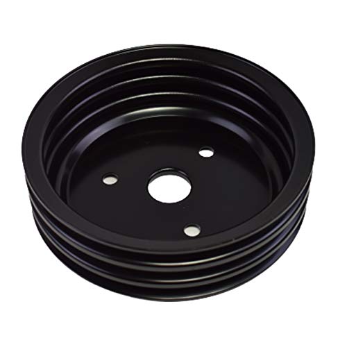 A-Team Performance - Crankshaft Pulley Triple-Groove Swp Short Water Pump - Compatible With Small Block Chevy Sbc 262 265 267 283 302 305 307 327 350 400 Black Steel #TOP5