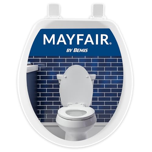 Mayfair Cameron White Toilet Seat, Heavy Duty Wood, Easy Clean, Made in USA, Round