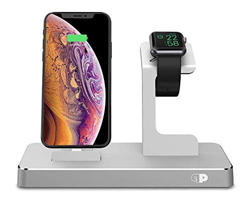 PRESS PLAY Charging Dock for Apple Watch & iPhone (Apple Certified), ONEDock Power Station w/Built-in Original Apple Lightning Connector for Docking, Made for Series, 5,4,3,2,1, AirPods, iPod