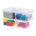 IRIS USA 4-Pack Storage Bins with Lids, 15 Quart, Shoe Boxes Clear Stackable Containers Organize Shoes Closet Shelves, Classroom Organization Teacher Tools, Game Storage - BPA-Free Plastic