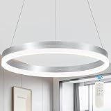 Mccokaige 20' Modern Nickel Led Chandelier Ring Dimmable LED Chandeliers with...