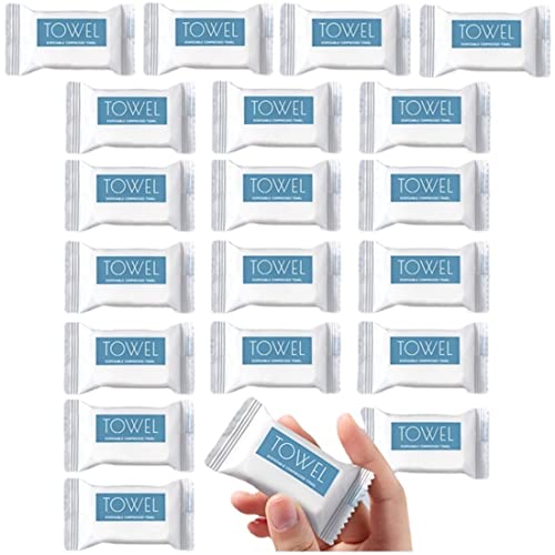 Iedogo Toallas Desechables para Cara y Manos, Toalla comprimida desechable para Viajes, 20 Piezas/Juego