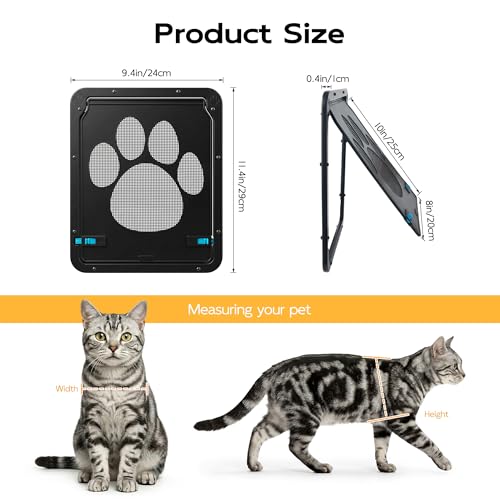 PetPrime Cat Door for Screen Door with Flap Opening 8×10 inches,Lockable Auto-Close Magnetic Pet Door for Cats & Small Dogs,Suitable for Sliding Screen Door,Easy Install,Small - Image 6