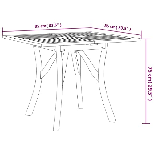 Mesa de jardín resistente a la intemperie de madera maciza 85x85 cm 7