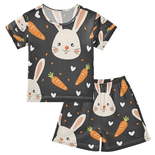 senya Short Sleeve Pajamas Sets Summer Cotton Sleepwear Face Rabbit Orange Carrot