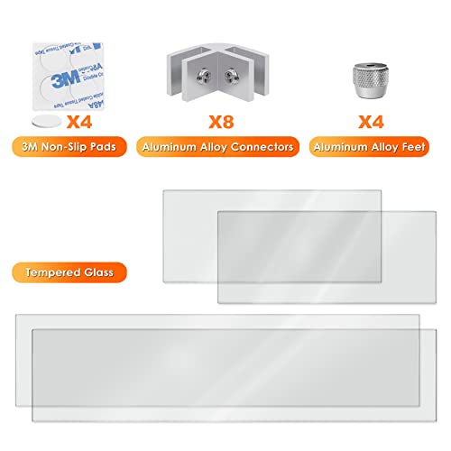Nuu Garden 27.6'' X 11.7'' X 6.5" Rectangular Fire Pit Wind Guard, Transparent Tempered Glass, Polished Aluminum Brackets, 3M Anti-Slip Pads, Fit For Best Choice 52-Inch Fire Table Wg01 #TOP4