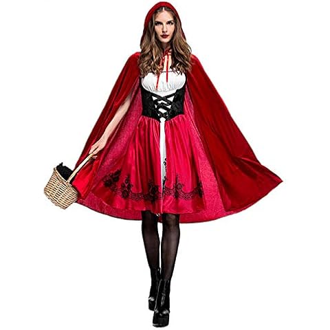 Little Red Riding Hood Costume, Red Riding Hood Women Costume, Book Day Character Costume, Dress +Cape Cloak, Adult Cosplay Dress Christmas Party Nightclub Queen Costume, M-2XL Cover