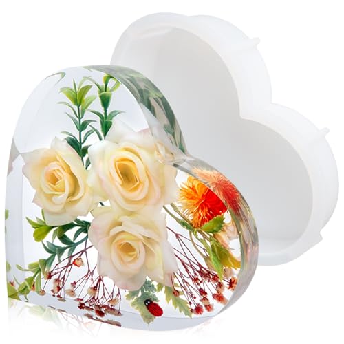 YOILES Resin Molds Silicone Epoxy Resin Casting Craft Mold for Flower Preservation Bookends DIY Art (Heart)