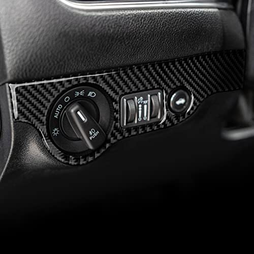 Image of Car Headlight Switch Control Cover Decals for 2011-2023 Chrysler 300 / 300C / 300S / Limited /Touring /Base Accessories Carbon Fiber Stickers