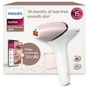 Philips Lumea IPL 9900 Series Haarentfernungsgerät mit SenseIQ & SkinAI Technologie – Alternative zur Laserhaarentfernung – 2 Aufsätze für Körper & Gesicht (BRI950/02)