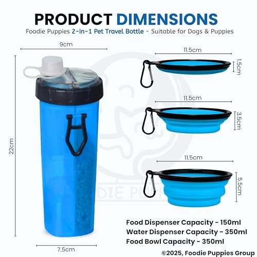 Image of Foodie Puppies Dog Cat Pet Food & Water 2in1 Bottle and Bowl Set (Travel Bottle and Bowl Set) Leak-Proof Dog and Cat Travel Dispenser with Collapsible Pet Cup (Color May Vary)