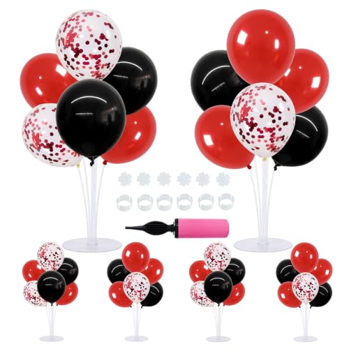 Image of TONIFUL 6 Set Black Red Balloon Stand Centerpieces for Table