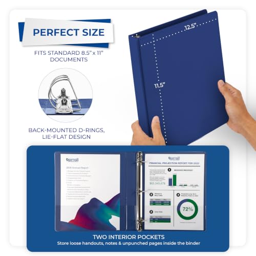Image of Samsill Durable 1 inch 3 Ring Binder, D Ring Binder, 100% Recycled Chipboard, Blue, 4 Pack