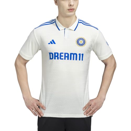 Stagione 2023-24 adidas India Cricket Test Match Jersey, Bianco sporco, M