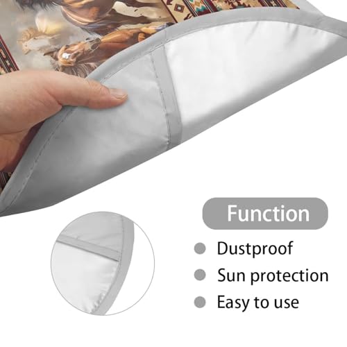Image of Aztec Horses Steering Wheel Sunshade Cover Foldable Sun Shade for UV Protection Car Interior Accessories for Sun Heat Universal Steering Wheel Cover for Car Truck SUV Van