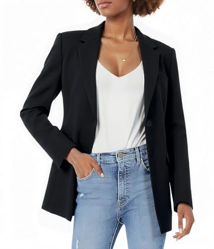 Beninos Womens Long Sleeve Blazers Business Casual Solid Lightweight Suit Jacket Office Blazer (2302C Black, S)