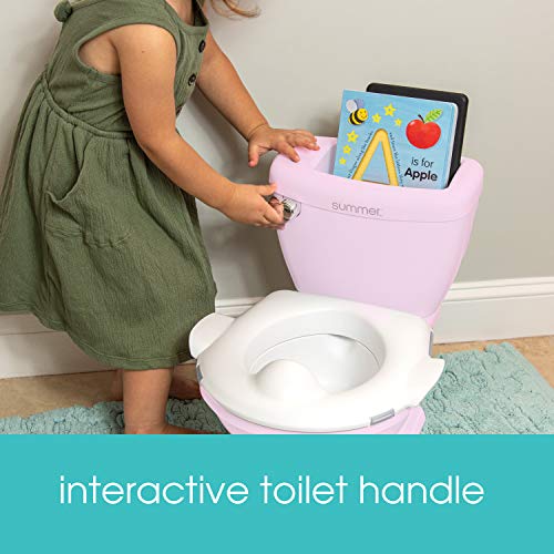 Summer Infant My Size Potty with Transition Ring & Storage, Pink -Realistic Potty Training Toilet-Features Interactive Toilet Handle, Removable Potty Topper and Pot, Wipe Compartment and Splash Guard