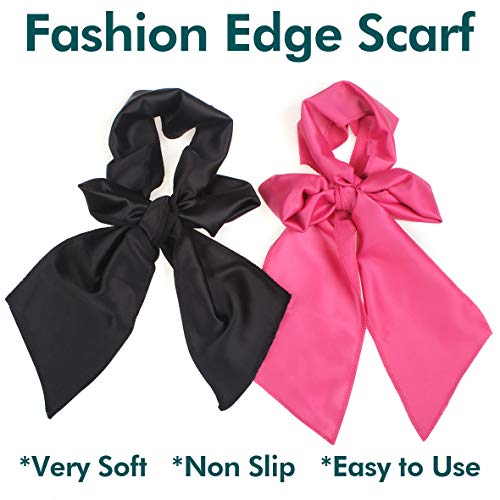 Xtrend 2Pcs Women's Edge Scarf For Hair Non-Slip Wig Grip Keep Wigs Soft Women's Satin Headband For Makeup (2 Pcs, Black#) #TOP2