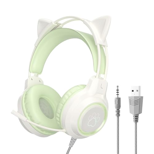 Auriculares con Cable para Juegos, cancelación de Ruido con micrófono, Auriculares con Cable para Juegos de PC, para Llamadas telefónicas, estudiar, Videos, Ver el hogar, apartamento, niñas y
