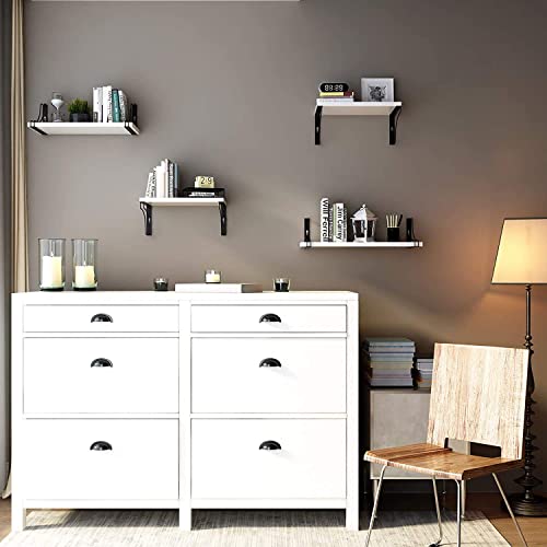 Image of UHUD CRAFTS White Floating Wall Mounted Shelves Set of 3 for Wall Decoration & Home Decor Item for Bedroom, Living Room & Office