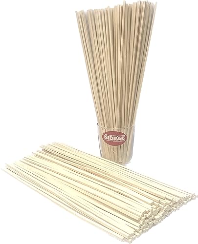 SIDRAL 100 Palos de Madera Cuadrados de Bambú (28 cm de largo) - Palos para hacer Algodon de Azucar, Palos Algodon de Azucar – Bastones de Algodon de Azucar
