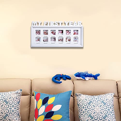 Mickyu Baby Keepsake Picture Frames My First Year Personalized Photo Frame For Newborn Baby Shower Mothers Day Gift, White #TOP3
