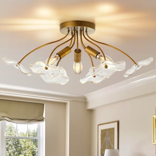 Semi Flush Mount Ceiling Light Fixture 3 Light Modern Gold Ceiling Light - image 1