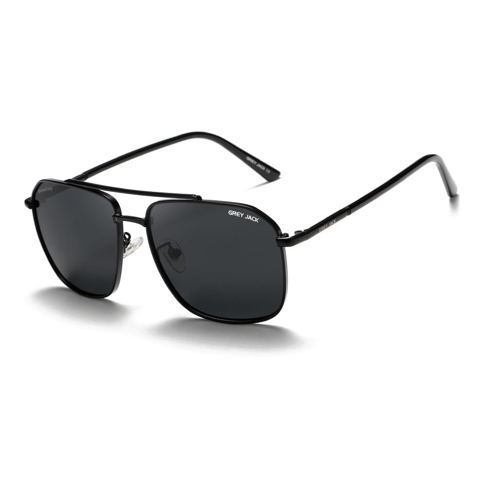 grey jack Polygon Polarized Sunglasses with Double Bridge,Metal Frame Full Rim Eyewear for Men Women 2394-picture-49