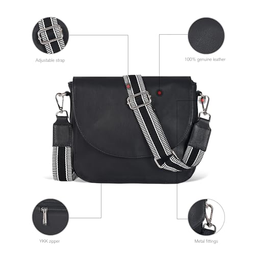 Image of Genuine Leather Shoulder Crossbody Purse For Women with Adjustable Strap, Mobile Pocket & Outside & Inside Zipper