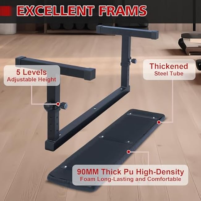 MIUDGIG Flat Weight Bench, Adjustable Height Strength Training Bench, Heavy Duty Workout Bench for Home Gym, Multifunctional Exercise Bench Press for Full Body Exercises & Fitness, Home/Gym Easy Assembly