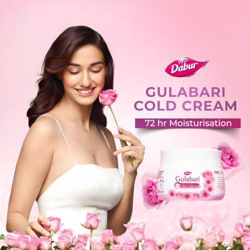 Image of Dabur Gulabari Moisturizing Cold Cream 100gm + Lip Balm 8gm (Free) | With Goodness of Natural Rose Oil & Vitamin E | Intense Hydration and Deep Moisturization | For Smooth & Soft skin | All Skin types