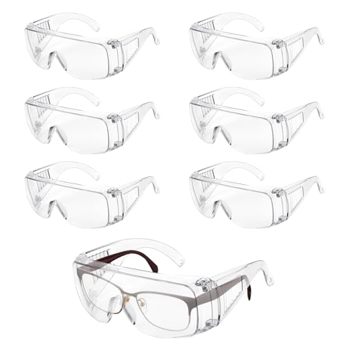 Kigniote Schutzbrille Arbeitsschutzbrille 6 Stück Sicherheitsbrille Transparent Schutzbrille für Brillenträger Labor Schutzbrille Chemie für Kinder Herren Damen (Transparent)