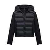 Women Padded Jacket Hooded Patchwork With Pockets Long Sleeve Front Zipper Chic Tops Fashion