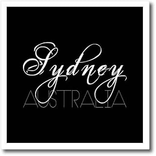 8x8 Iron on Heat Transfer for White Material - Cities of The World - Sydney Australia White Text on Black Alexis Design - Cities of The World