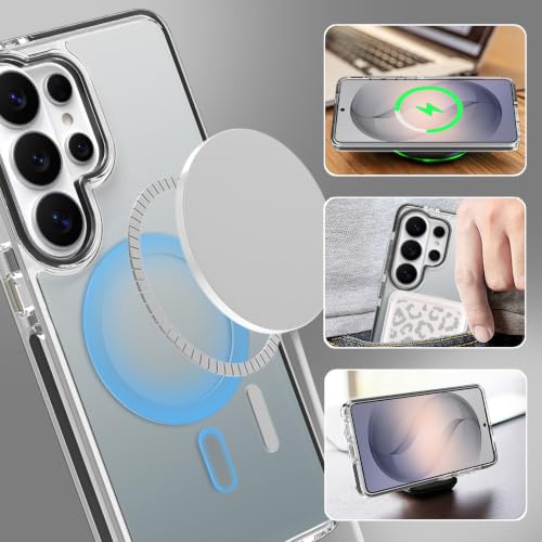 Image of Magnetic Case for Samsung Galaxy S26 Ultra [Compatible with Magsafe] [Anti-Yellowing] [1 Screen Protector] Slim Clear Iridescent Case for Galaxy S26 Ultra 6.9 inch, Black