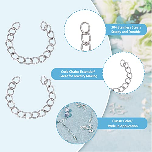DICOSMETIC 150Pcs Chain Extender Stainlesss Steel Tail Chains 51mm Twist Necklace Extension Chain Bracelet Anklet Extension Chains for DIY Jewelry Making Crafts - Image 4