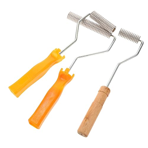 UKCOCO 3-Piece Spiked Roller Kit for Fiberglass Resin Bubble Removal Self-Leveling Screed Defoaming Tools Random Handle Style Essential for Laminating and Moulding