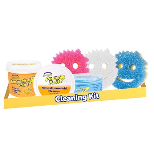 Scrub Daddy Sponges + Household Cleaning Supplies Bundle - PowerPaste Cleaning Putty Tangerine Clean PowErase Gel All Purpose Cleaner & Scrub Mommy (3 Pastes & 3 Sponges)