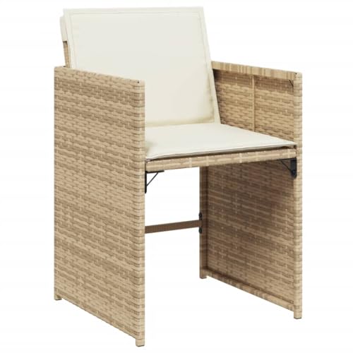 Image of 7-Piece Patio Dining Set with 6 Beige and Brown High-Back Chairs, Outdoor Table and Comfortable Cushions, Durable Steel Frame and Foldable Design for Compact Storage