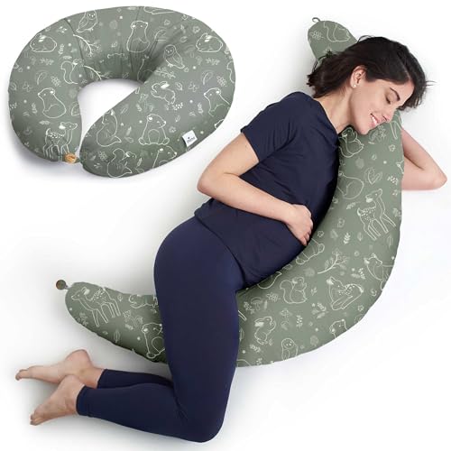 Niimo Cojín Embarazada XXL - Oeko-Tex® Standard 100, Ganador del Doble Platino 2022, Cojín Embarazada y Cojín Lactancia Bebé con Funda 100% de Algodón, Almohada Embarazada Dormir