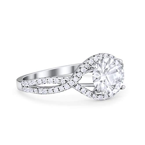 Blue Apple Co. Round Shape Infinity Shank Twisted Halo Cluster Fashion Statement Engagement Ring Cubic Zirconia 925 Sterling Silver3