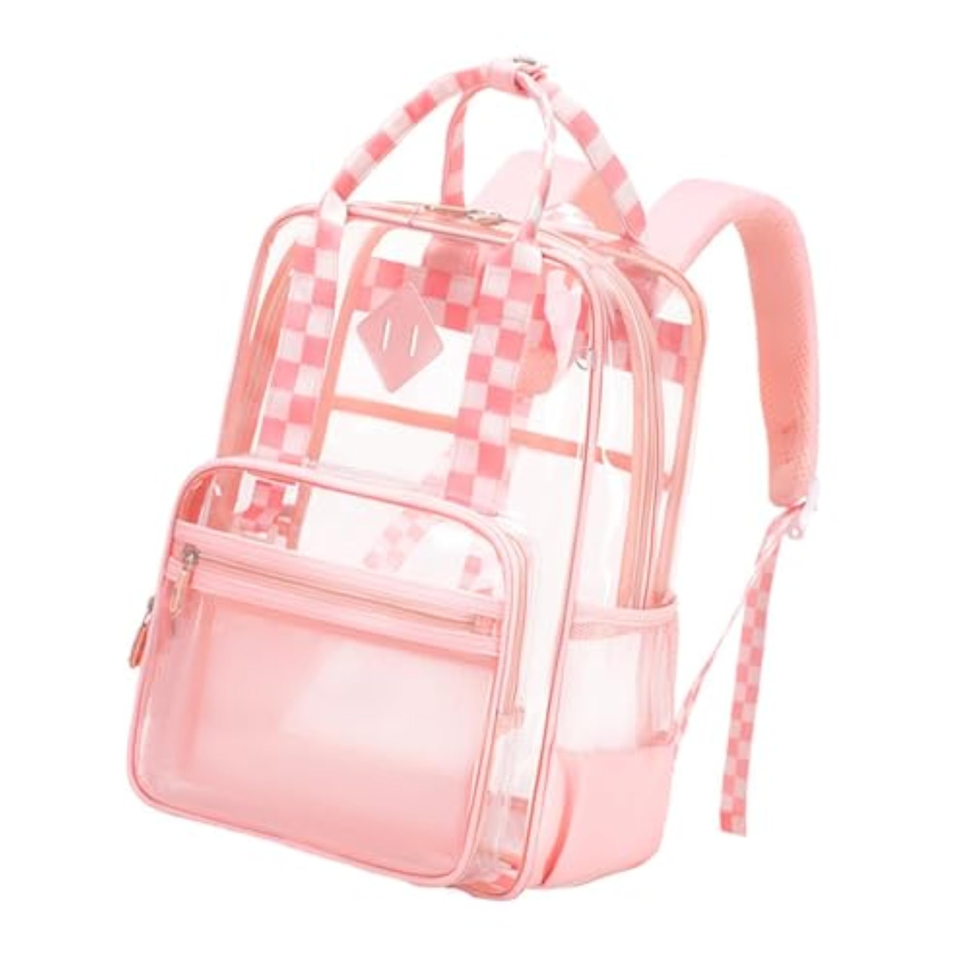 Transparent PVC Clear Laptop Backpack for Teens, Pink