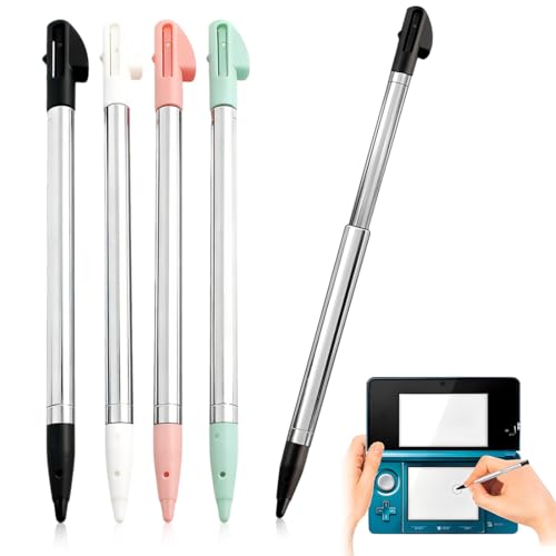 Quesuc 4 Piezas Lápiz Telesópico Para Pantallas Táctiles Resistivas 3Ds Stift Lápiz De Entrada De Metal Para Navegador, Mid, Ndslite, Consolas De Juego (Aprox. 87.5 Mm, 4 Colores)