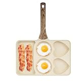 Genérico Sartén para Huevos,Mango de Madera Desmontable | Sartén Antiadherente para Huevos de Metal - para Uso Doméstico y Profesional, para Cocinar, Hamburguesas, Carne, Pescado, Pollo, Tostadas