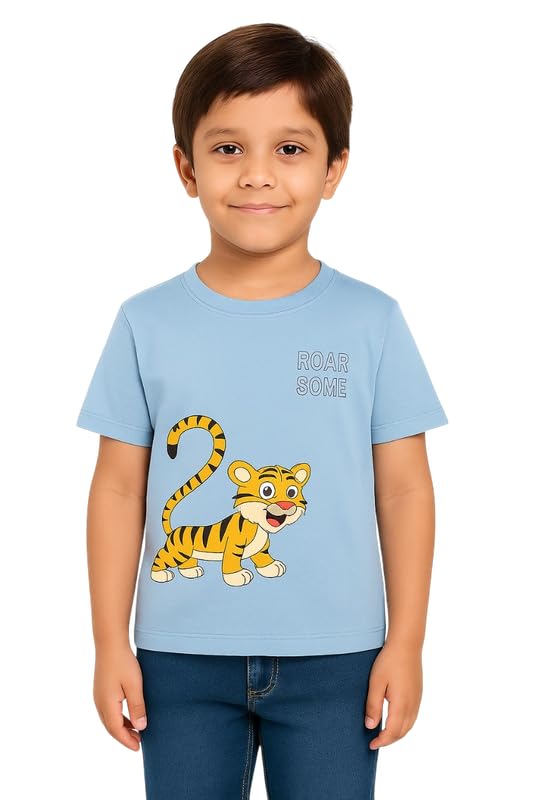 Image of Trendy Printed Cotton Blend Half Sleeve T-Shirt for Boys - Pack of 2