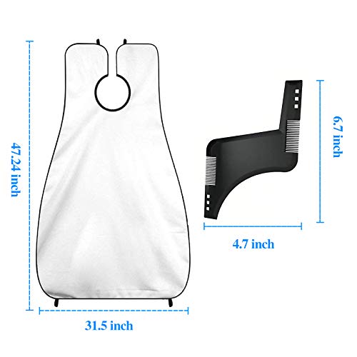 Beard Bib Beard Apron, Waterproof and Non-Stick Hair Beard Cape for Men Trimming and Shaving, with 2 Suction Cups & Beard Shaving Styling Tool, Perfect Grooming Gift for Men,Father Day Gifts for Dad.