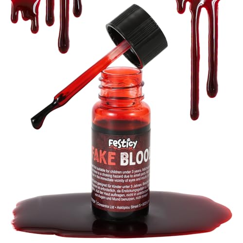 Festicy Premium Kunstblut I Halloween Blut I Kunst Blut für Vampir, Monster und Zombie Kostüme I Auswaschbares Fake Blut für Halloween und Fasching I Fake Blood for Real Look (15ml) Festicy Premium Kunstblut I Halloween Blut I Kunst Blut für Vampir, Monster und Zombie Kostüme I Auswaschbares Fake Blut für Halloween und Fasching I Fake Blood for Real Look (15ml)