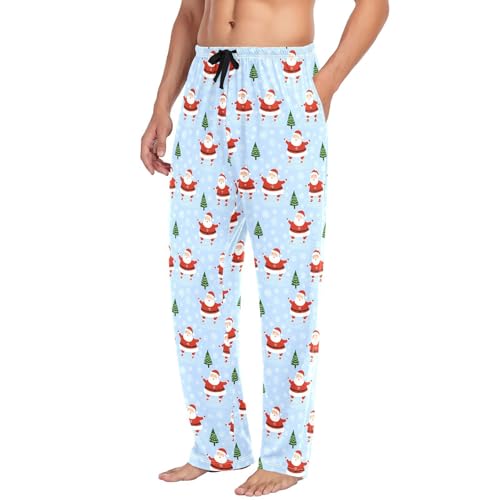 Christmas Santas Men's Pajamas Pants Cotton Sleep Bottoms Pants Lounge Sleepwear - S4